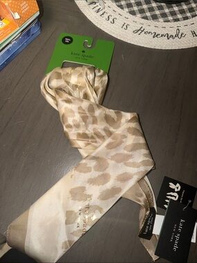 kate spade beige and cream animal print silk scarf